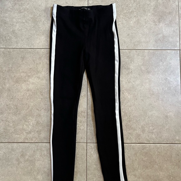 Zara Trafaluc Collection Black Dress Leggings With White Side Stripes Small - Picture 3 of 8